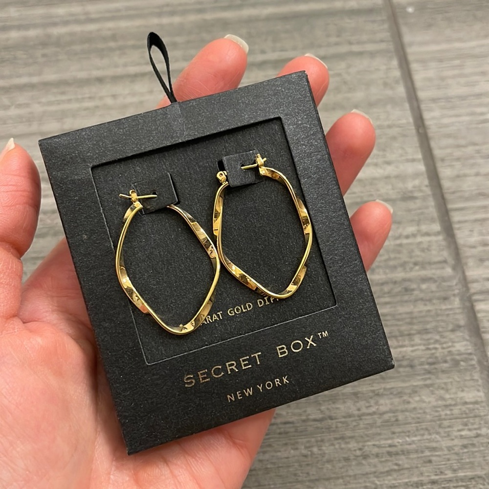 14k gold dipped twisted oval hoops